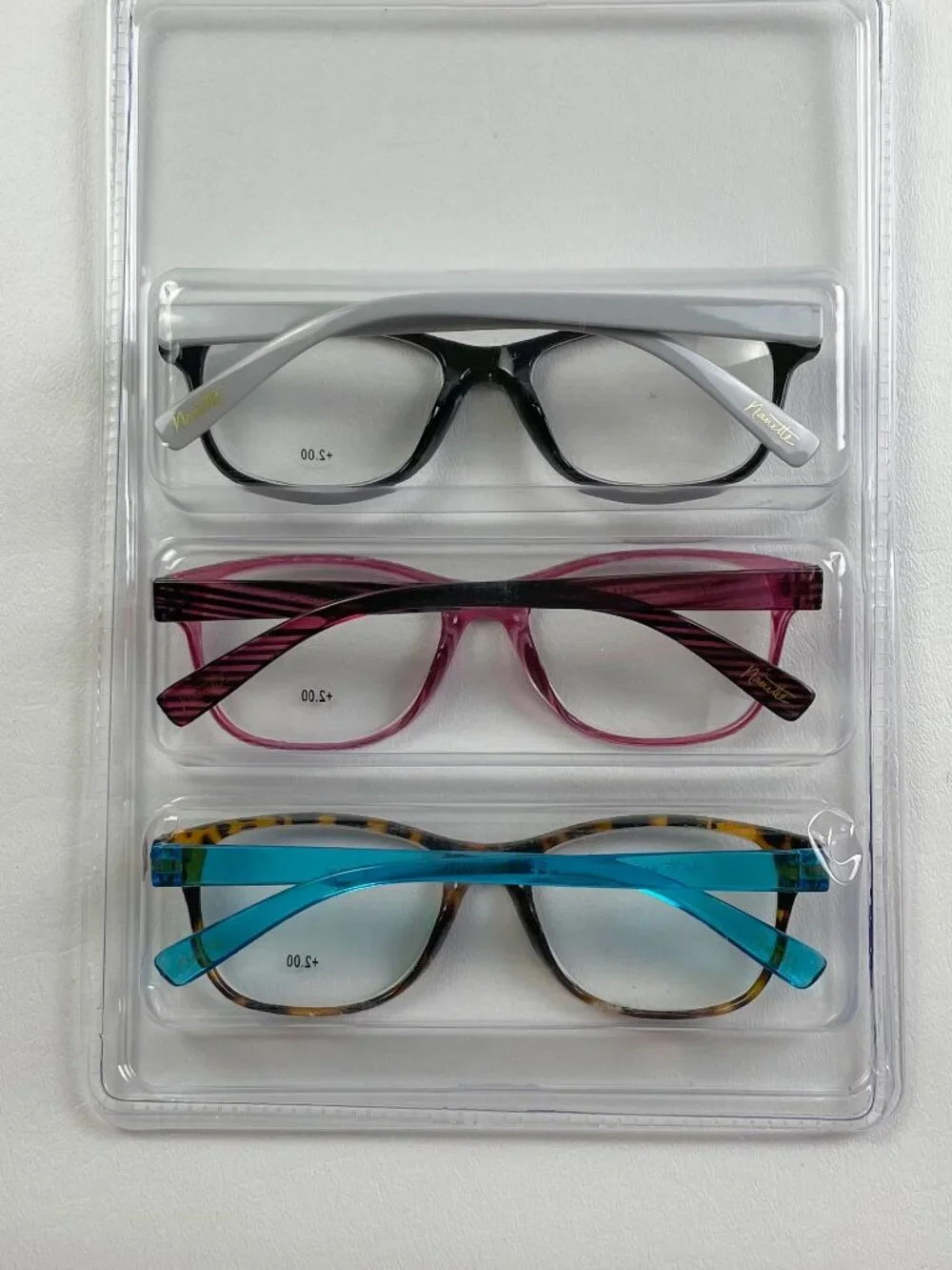 Nanette 3 Pack Reading Glasses +2.00 Tortoise Pink Black New